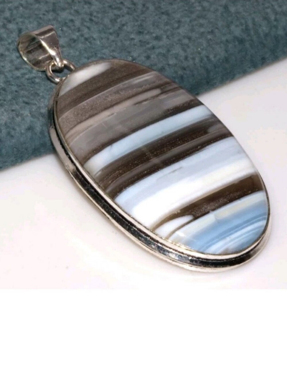 Owhyee Blue Opal 925 Sterling Silver Handmade Pendant Necklace